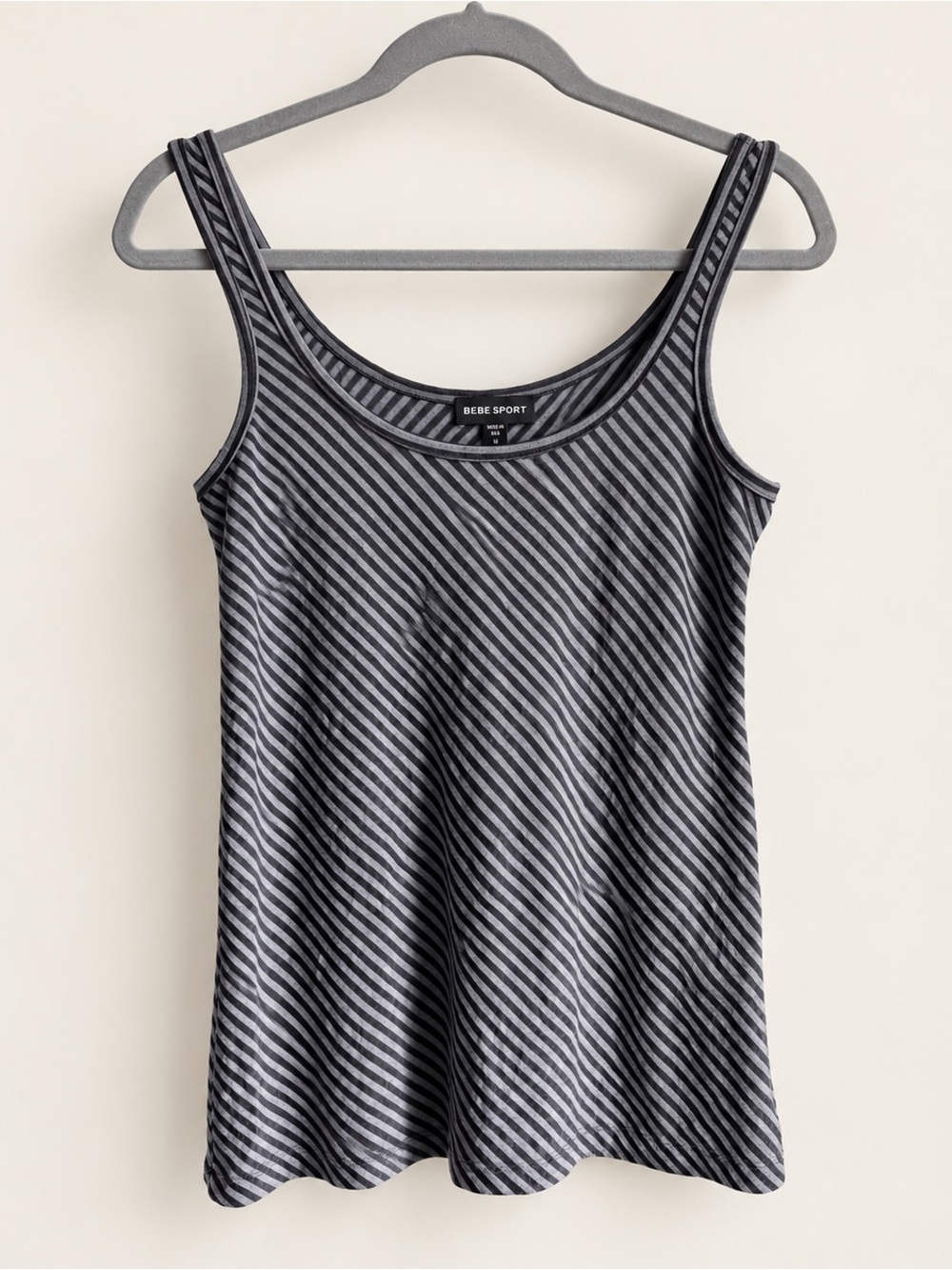 Bebe Sport Striped Active Tank Top Made in USA M